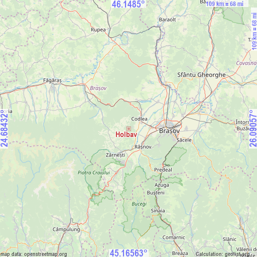 Holbav on map