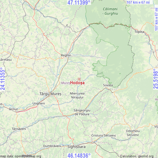 Hodoşa on map