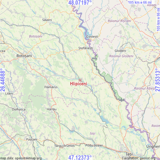 Hlipiceni on map