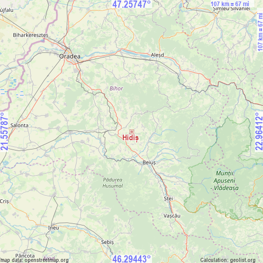 Hidiș on map