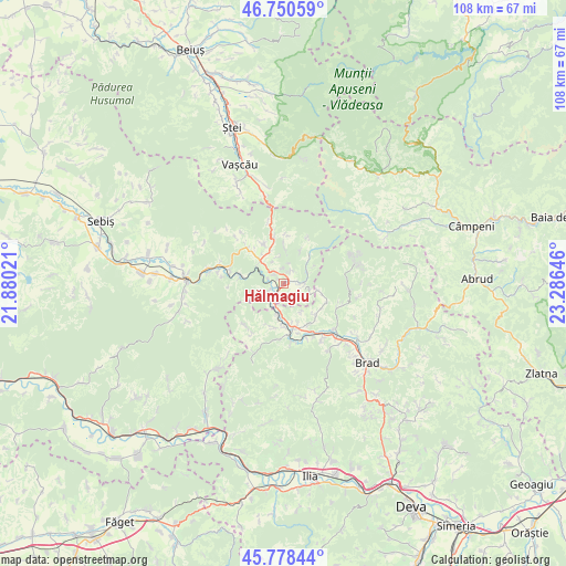 Hălmagiu on map