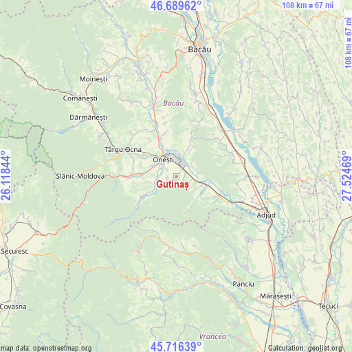 Gutinaș on map