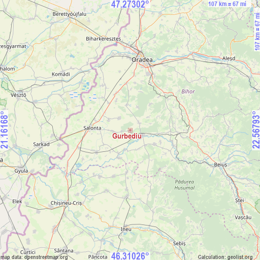 Gurbediu on map