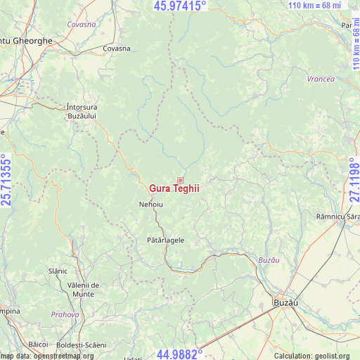 Gura Teghii on map