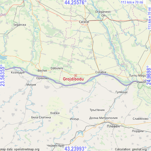 Grojdibodu on map