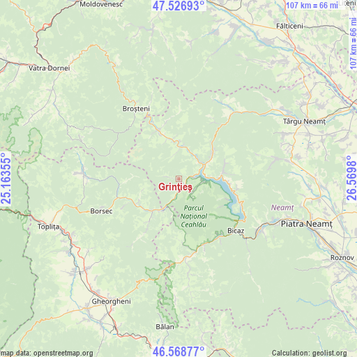 Grinţieş on map