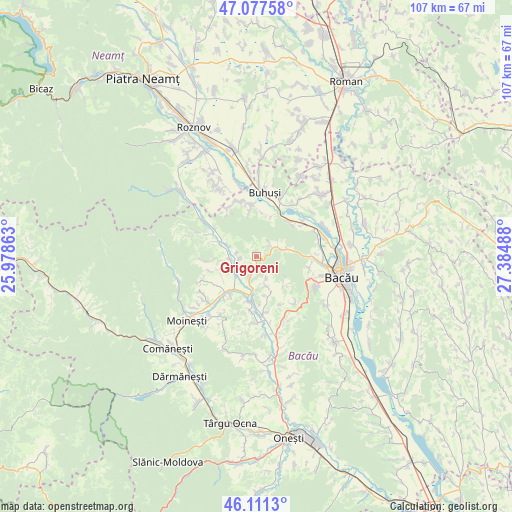 Grigoreni on map