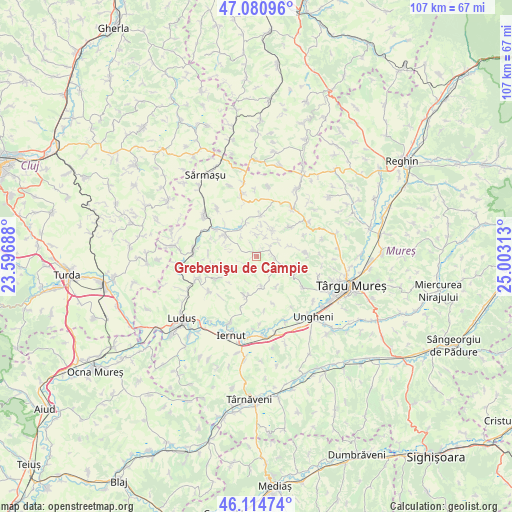 Grebenişu de Câmpie on map