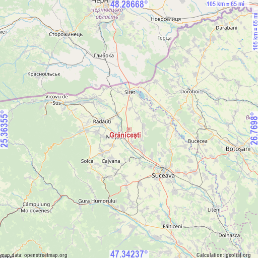 Grăniceşti on map