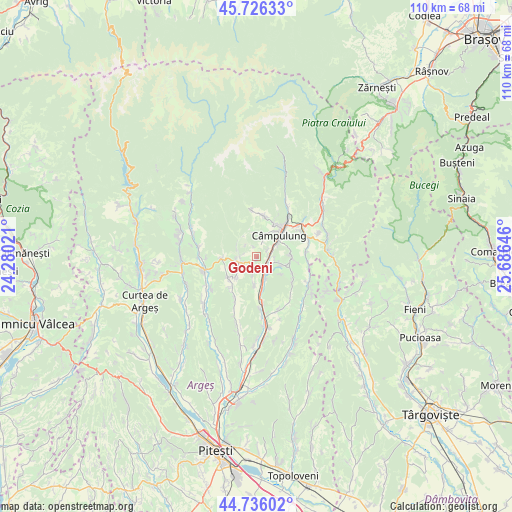 Godeni on map