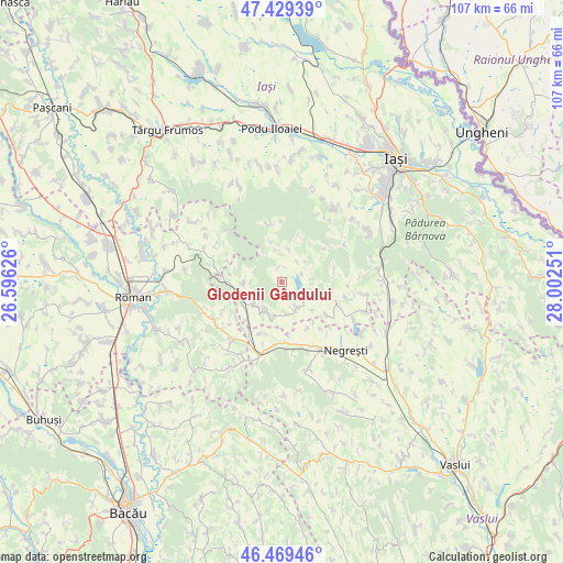 Glodenii Gândului on map