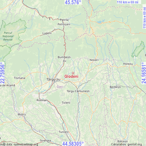 Glodeni on map