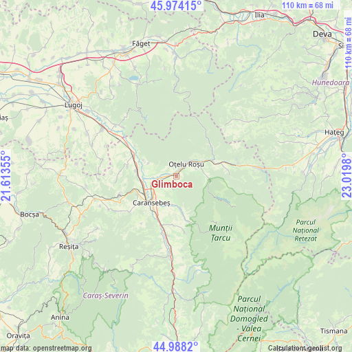 Glimboca on map