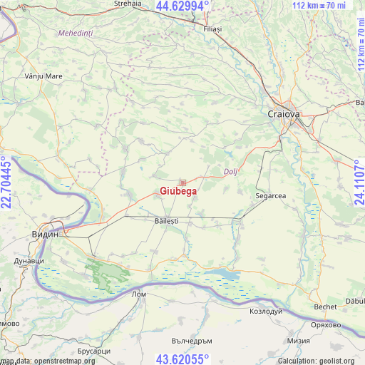 Giubega on map