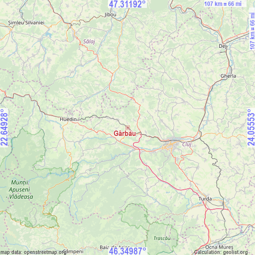 Gârbău on map