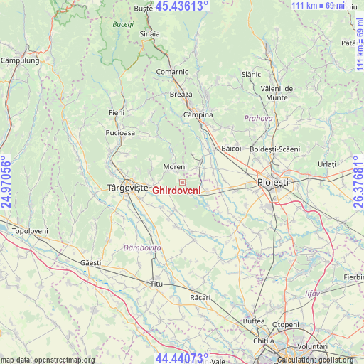 Ghirdoveni on map