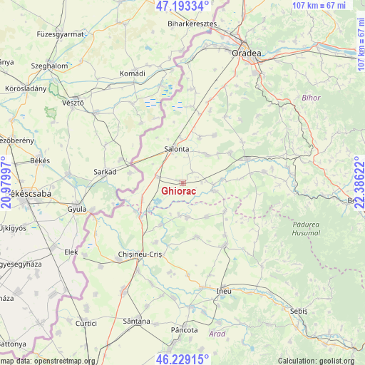 Ghiorac on map