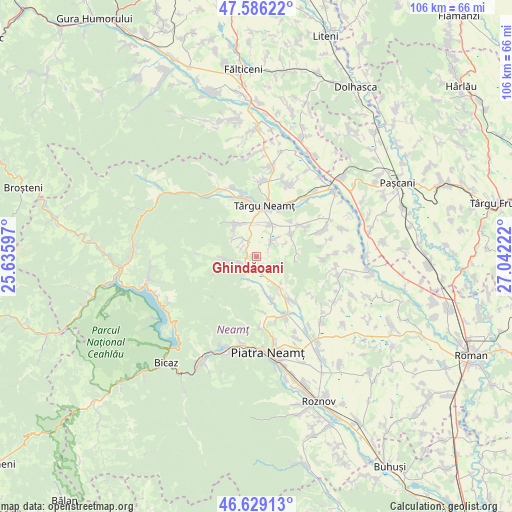 Ghindăoani on map