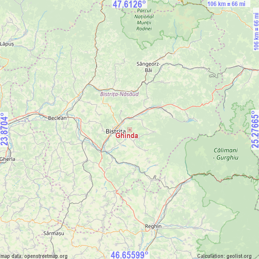 Ghinda on map