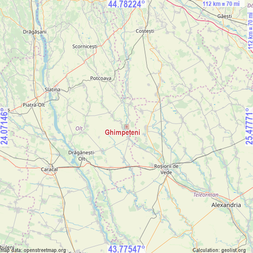 Ghimpețeni on map