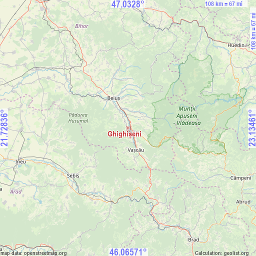 Ghighișeni on map