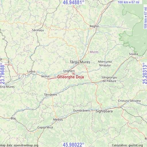 Gheorghe Doja on map