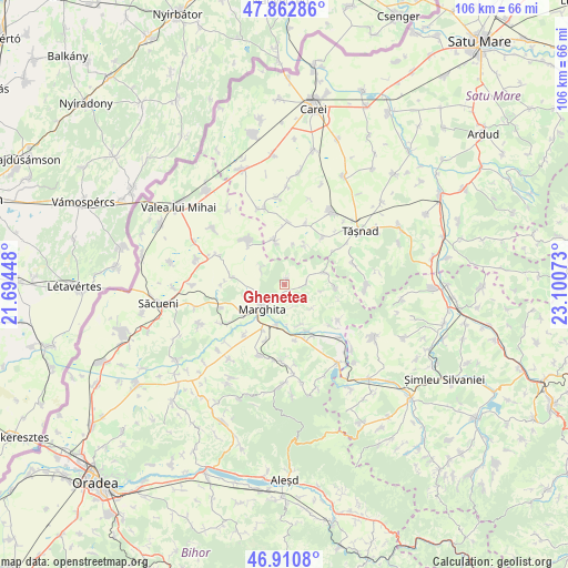 Ghenetea on map