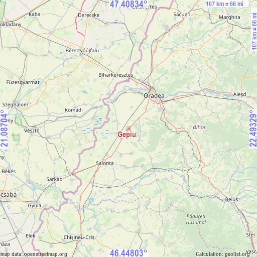 Gepiu on map