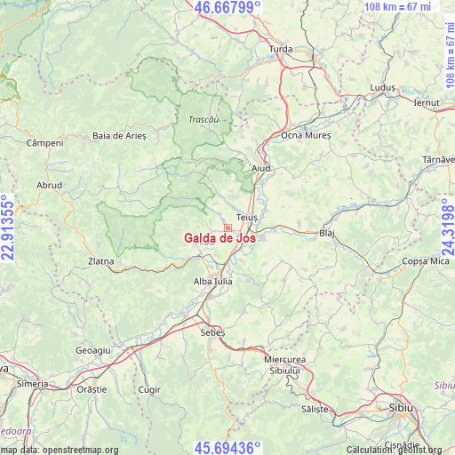Galda de Jos on map
