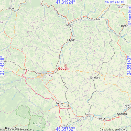 Gădălin on map