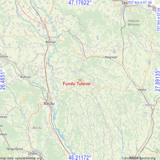 Fundu Tutovei on map