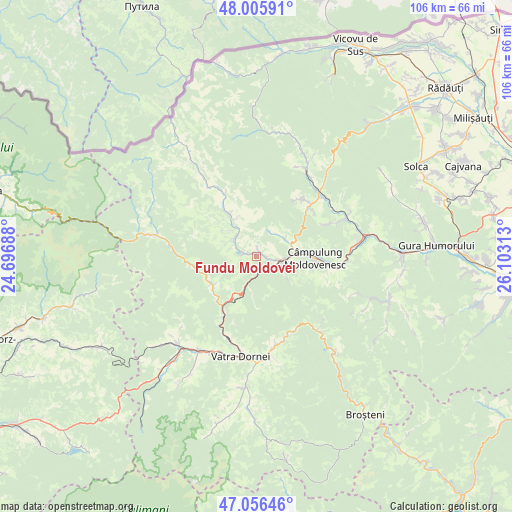Fundu Moldovei on map