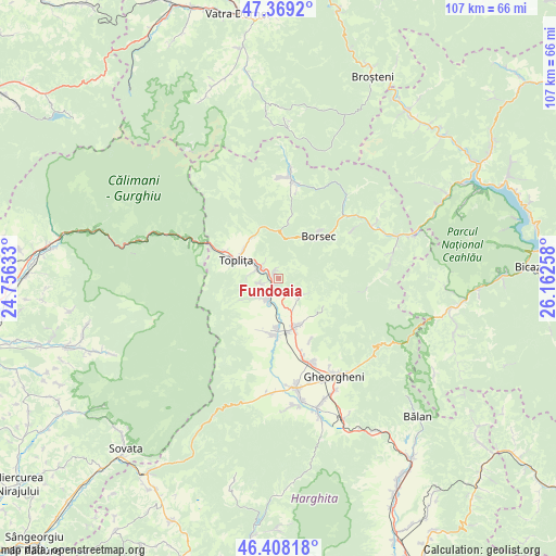 Fundoaia on map