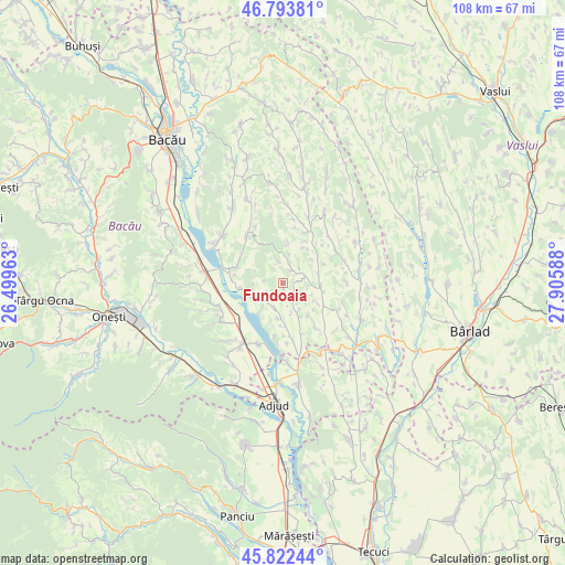 Fundoaia on map