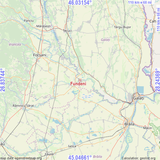 Fundeni on map