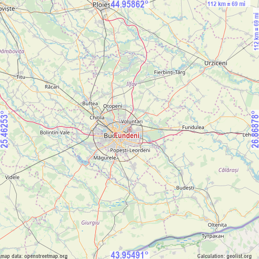 Fundeni on map