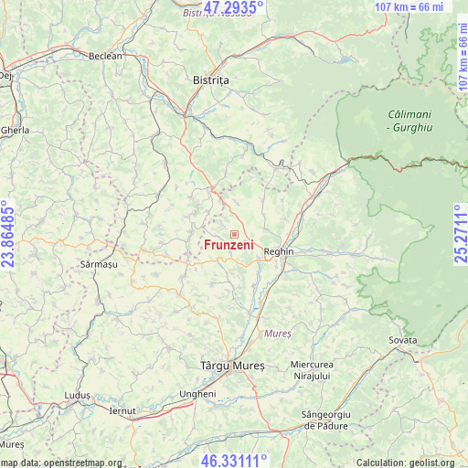 Frunzeni on map