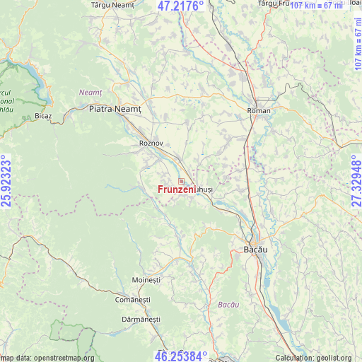 Frunzeni on map