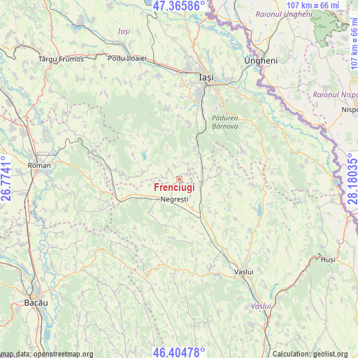 Frenciugi on map