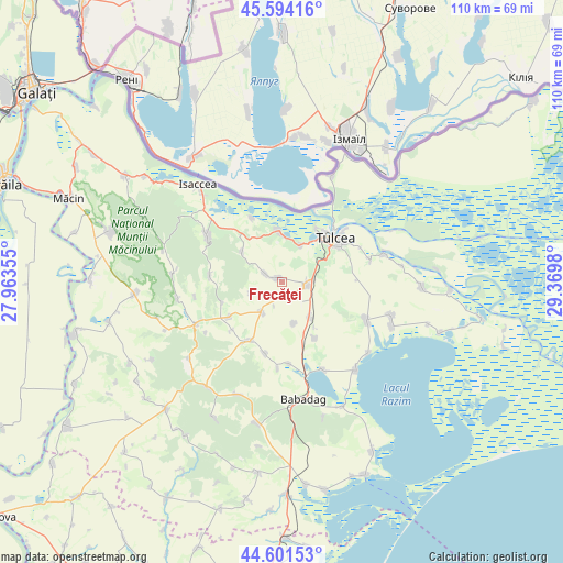 Frecăţei on map