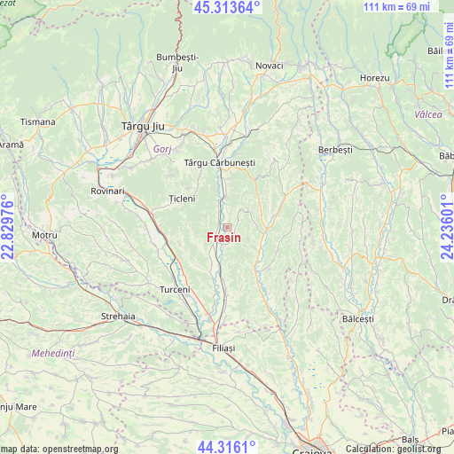 Frasin on map