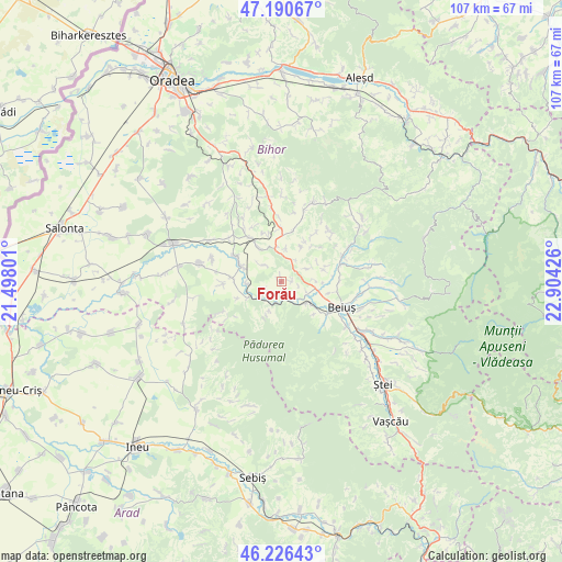 Forău on map