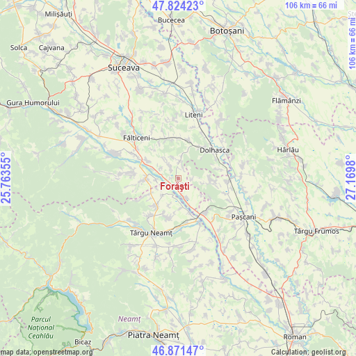 Forăşti on map