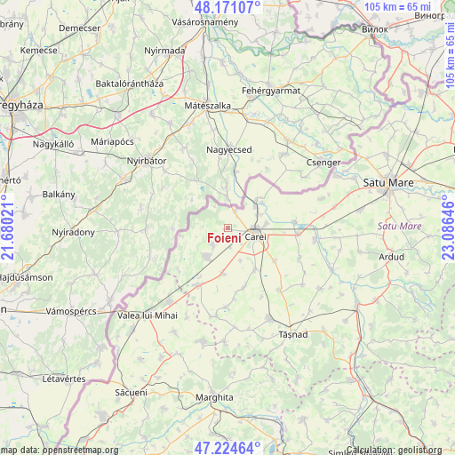 Foieni on map