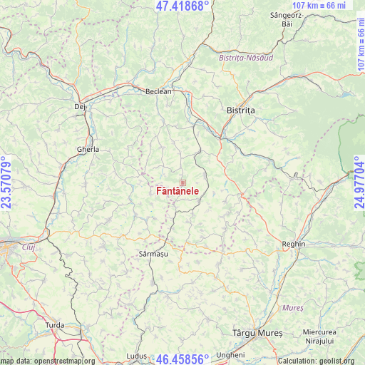 Fântânele on map