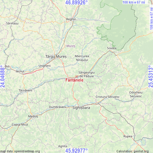 Fântânele on map