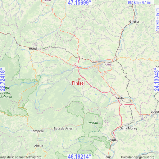 Finișel on map