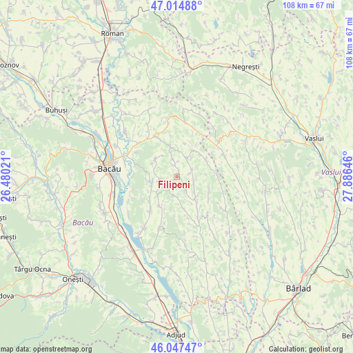 Filipeni on map