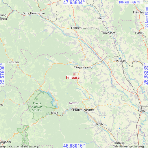 Filioara on map
