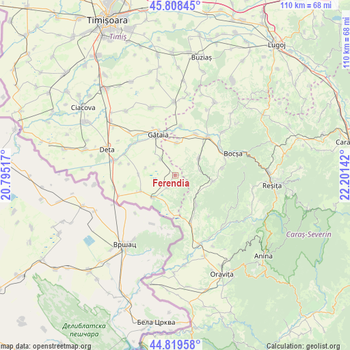 Ferendia on map